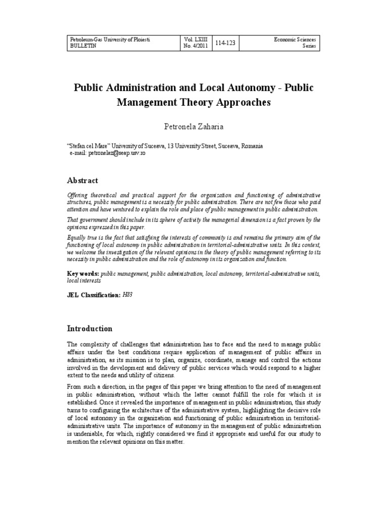Public Management in Local Autonomy | PDF | Public Administration ...