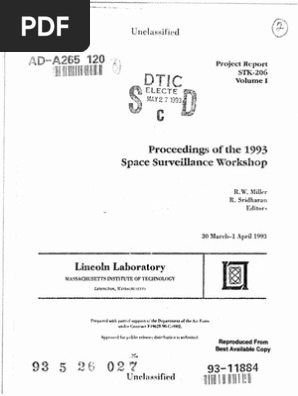 Proceedings Of The Space Surveillance Workshop Volume 1 Pdf Pdf Infrared Stars