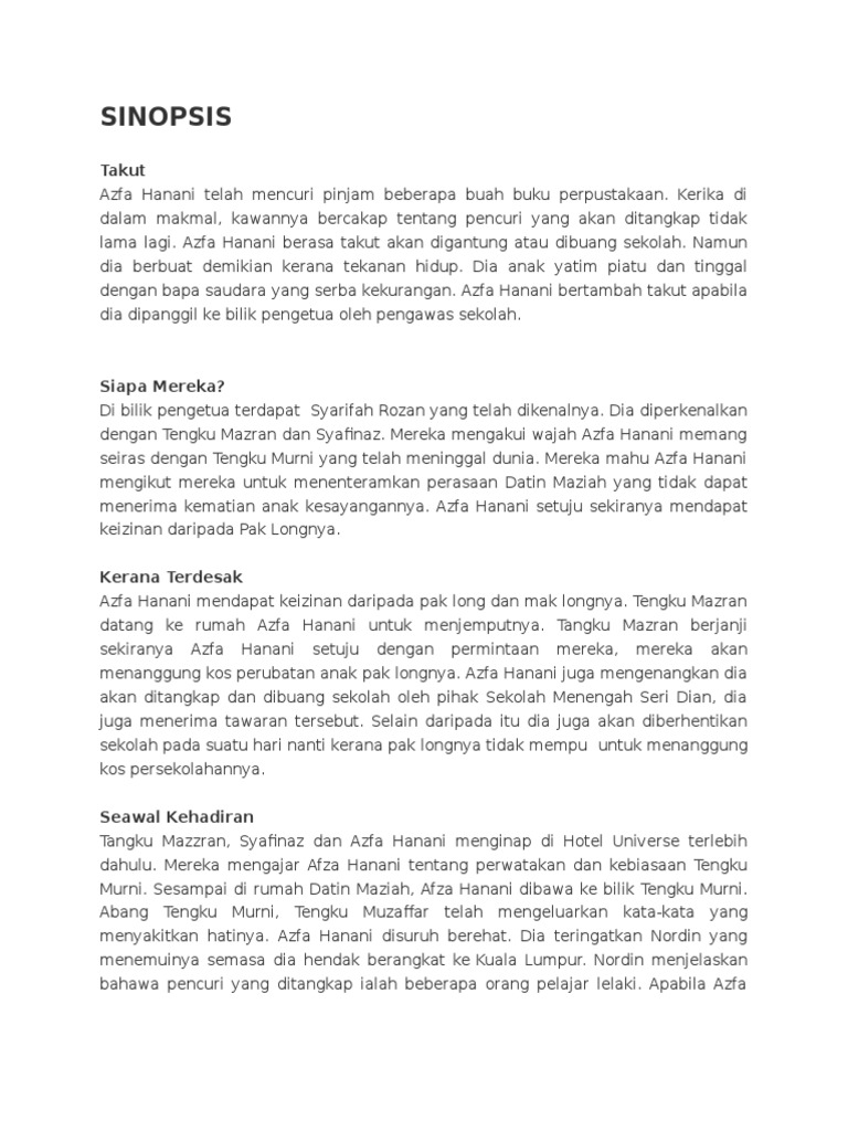 Azfa Hanani: Kisah Penyamaran dan Tekanan | PDF | Fiksi Misteri ...