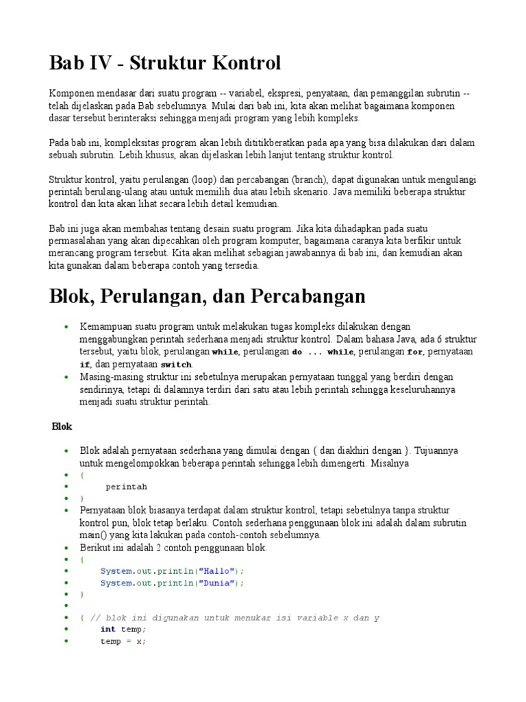 Struktur Kontrol & Algoritma Java | PDF | Komputer