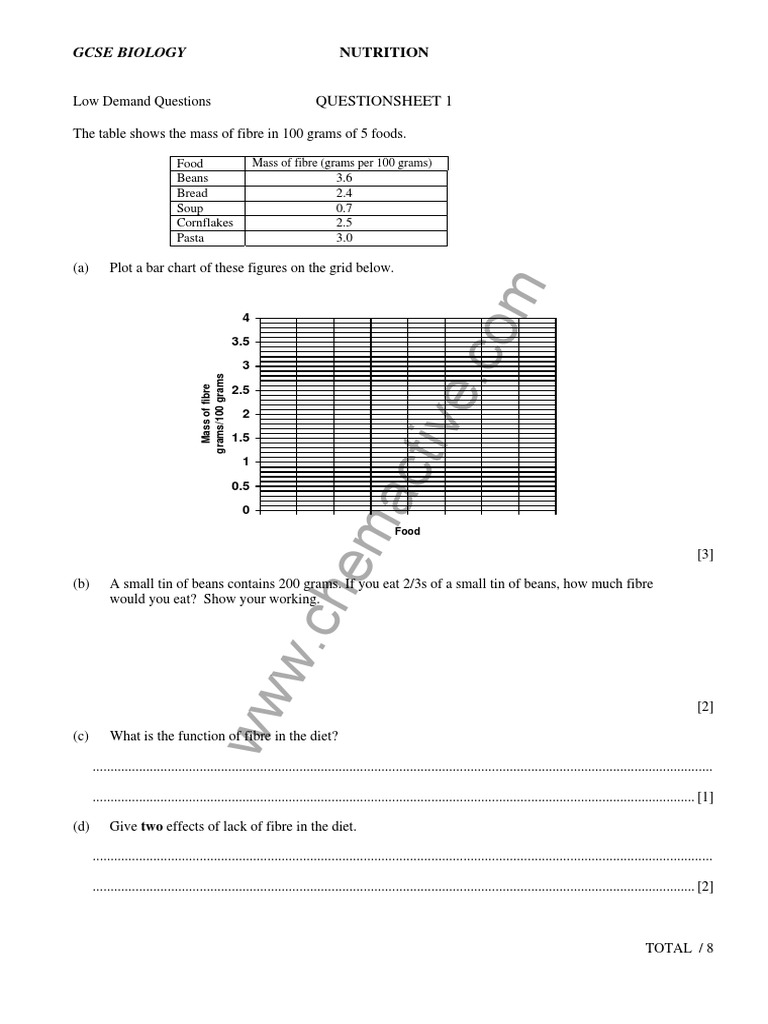 nutritionquestionspdf igcse biology worksheet digestion liver