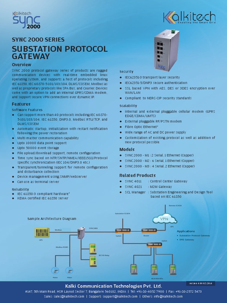 SYNC 2000 Substation Protocol Gateway | PDF | Communications Protocols ...