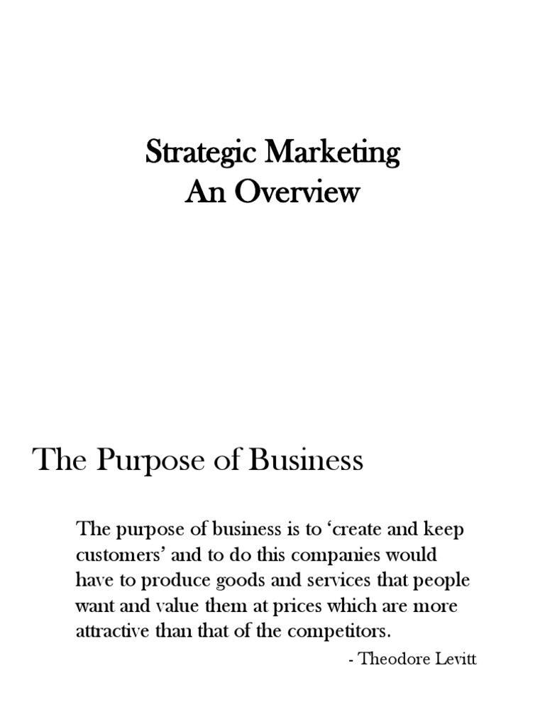 Strategic Marketing Overview | PDF | Strategic Management | Marketing ...