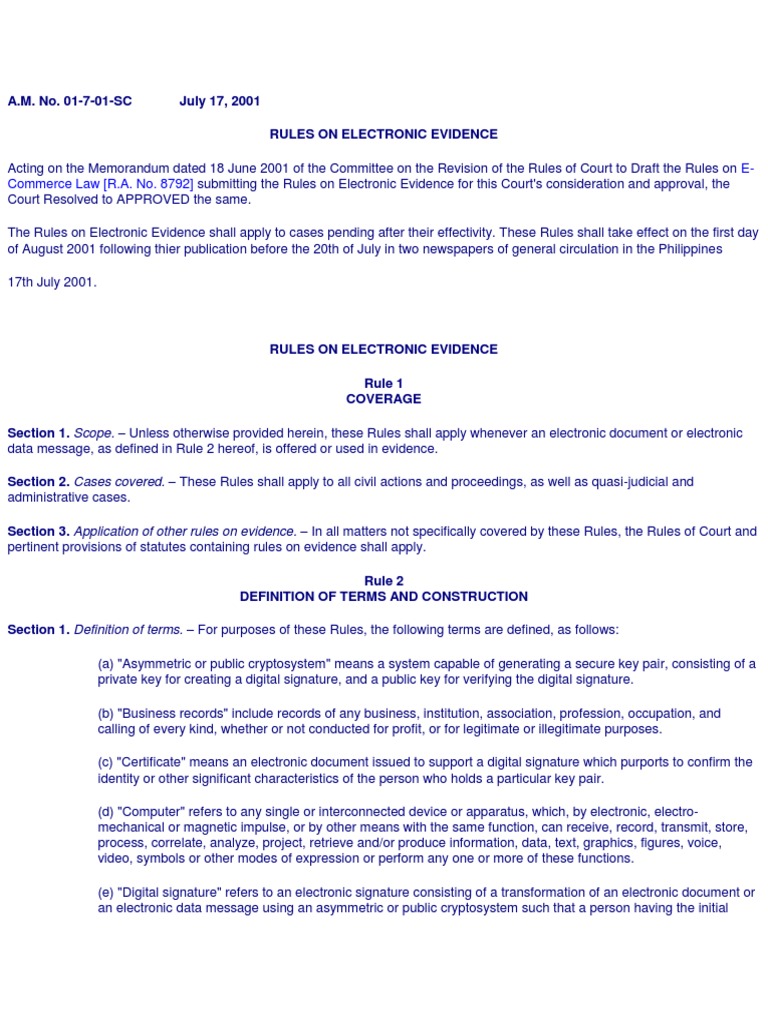 Rules On Elec Evidence | PDF
