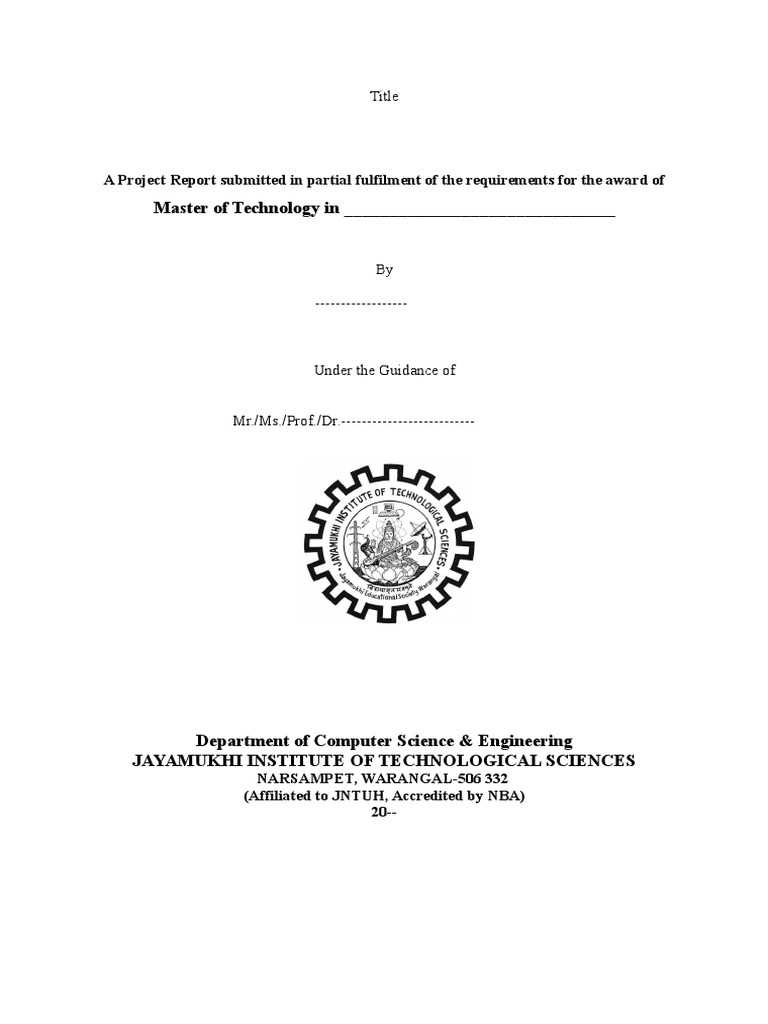 M.Tech Project Report Guidelines | PDF
