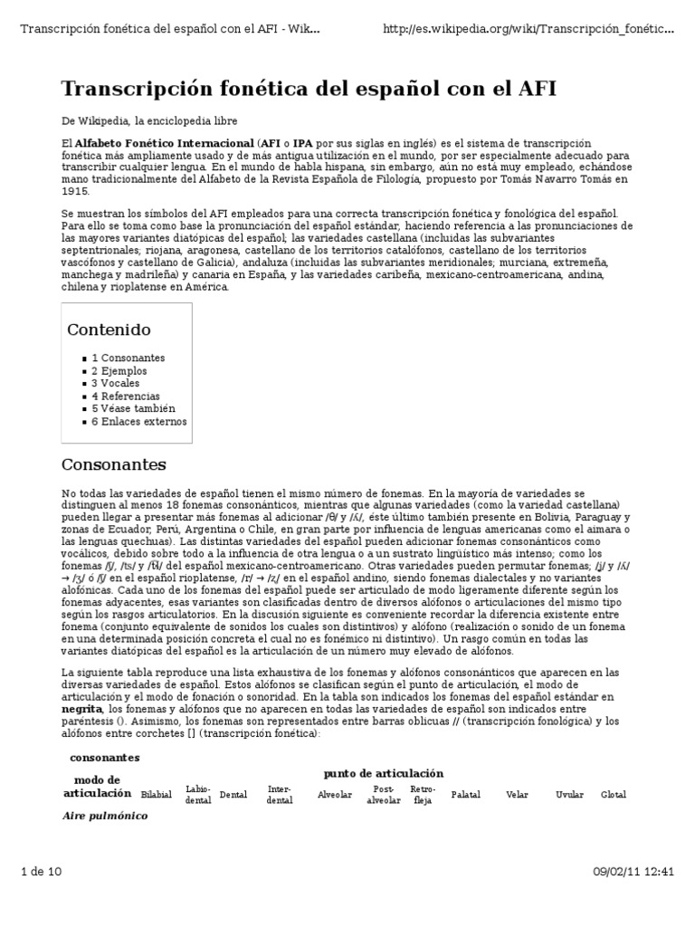 Transcripción Fonética Del Español Con El AFI | Descargar gratis PDF ...