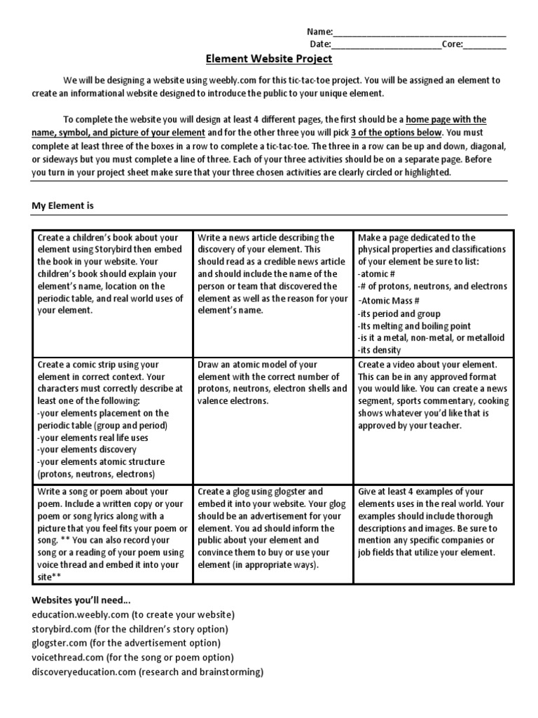 Element Website Design Project | PDF | Chemical Elements | Periodic Table
