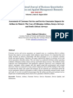 Assessment of Customer Service and Service Guarantee Impacts For Airlines in Malawi The Case of Ethiopian Airlines Kenya Airways and South African Airways