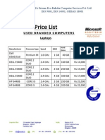 Price List: Used Branded Computers Laptops