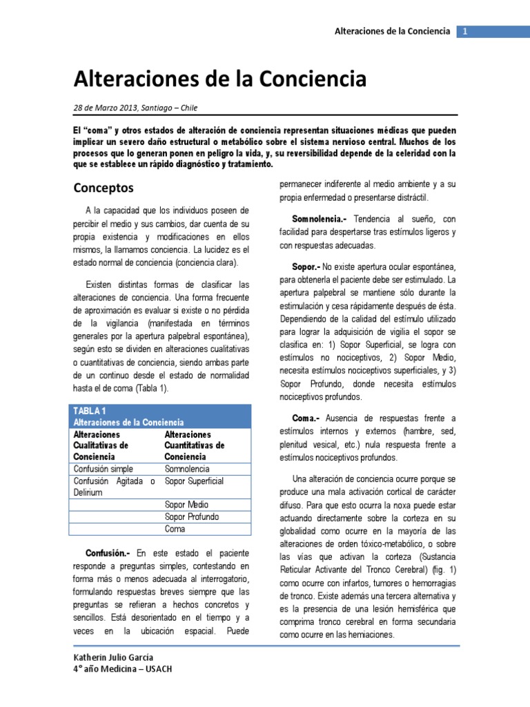 Tipos de Alteraciones de la Conciencia | PDF | Coma | Apnea