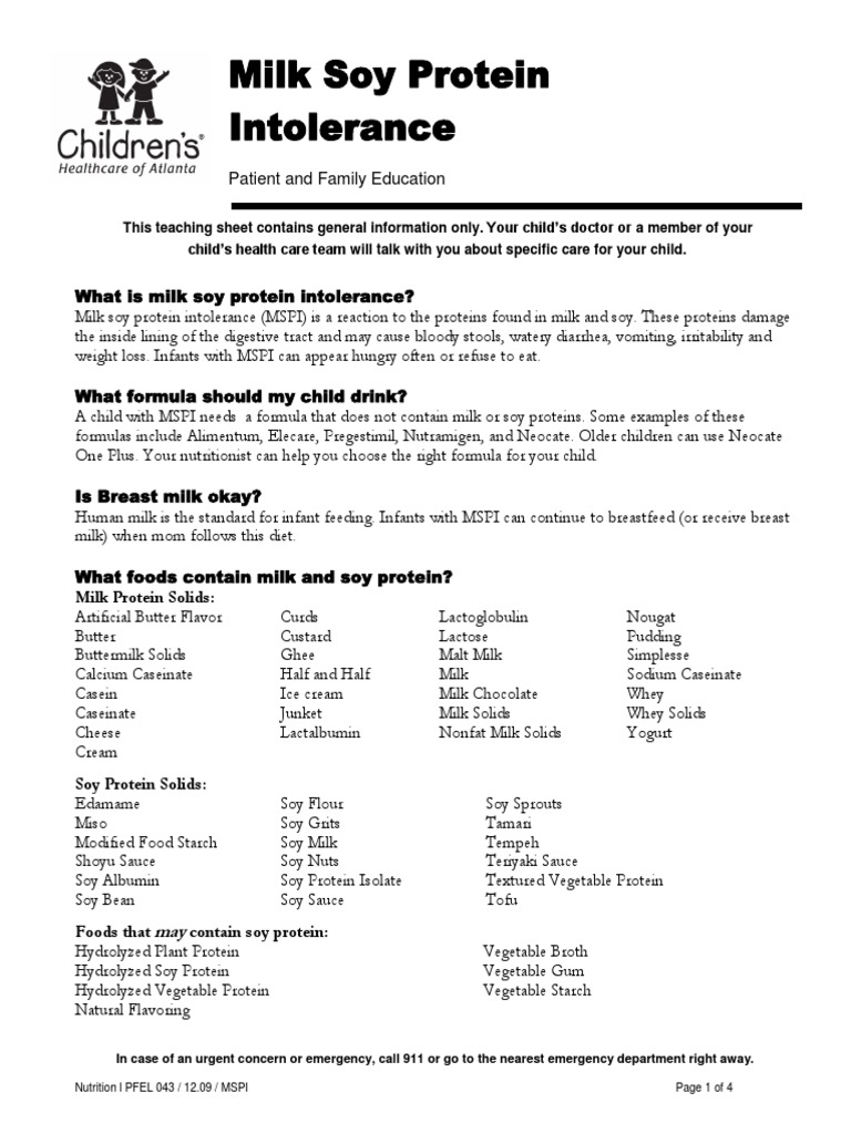 Milk Soy Protein Intolerance PDF Soybean Milk
