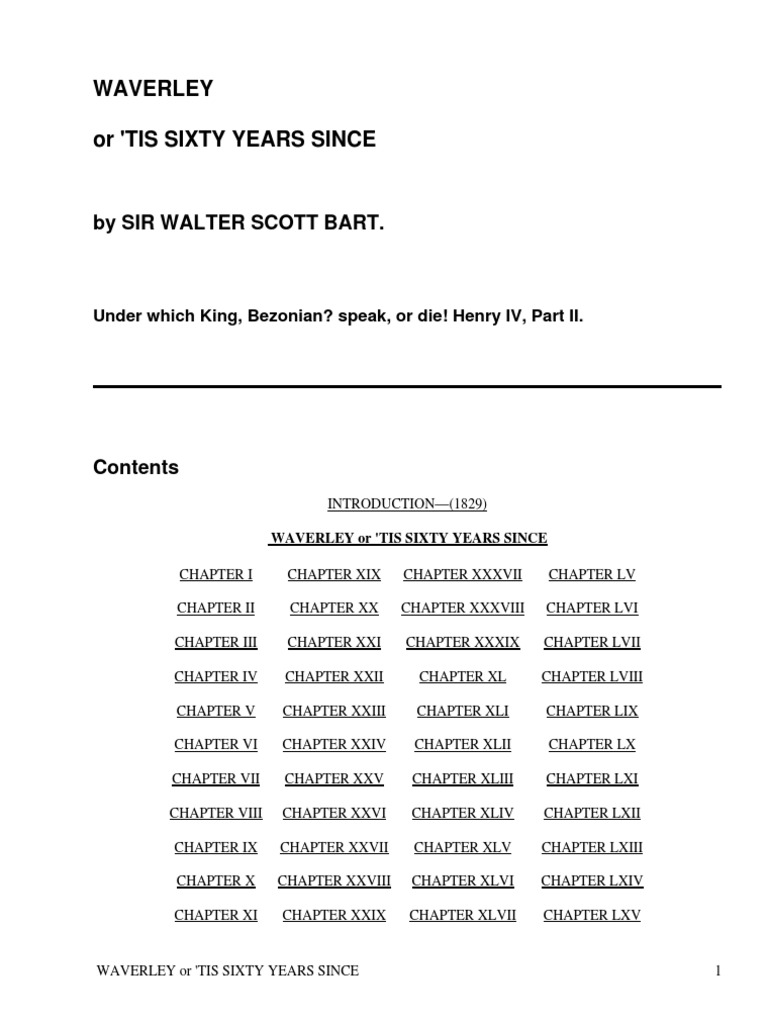 Waverley: Or, 'Tis Sixty Years Since by Scott, Walter, Sir, 1771-1832 | PDF  | Waverley (Novel) | Unrest