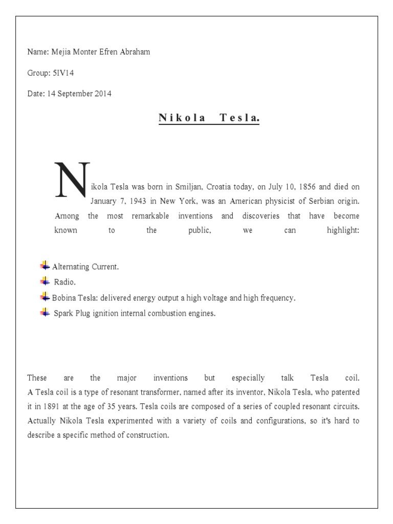 Tesla's Key Inventions Explained | PDF | Art | Young Adult
