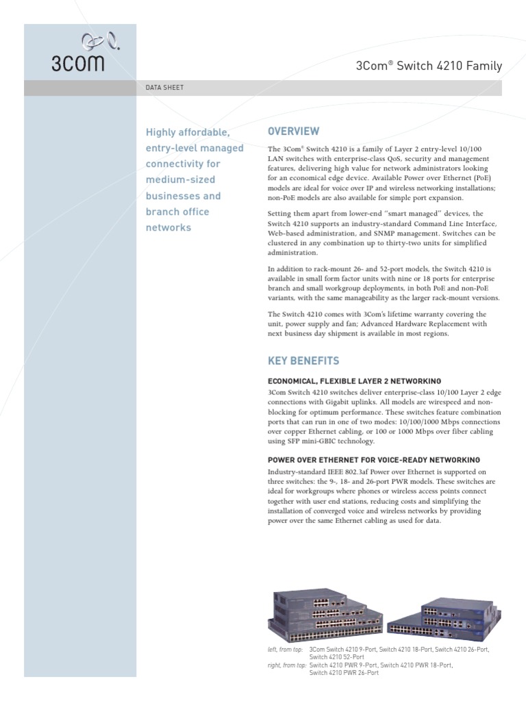 3com 4210 Datasheet | PDF | Network Switch | I Pv6