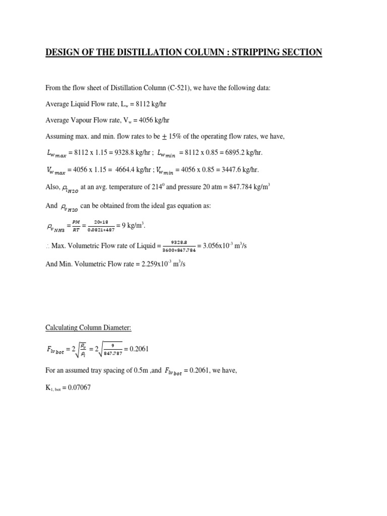 Distillation Column Stripping Section PDF Distillation Fluid