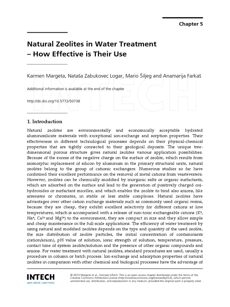 Zeolites in Water Treatment PDF PDF Zeolite Adsorption