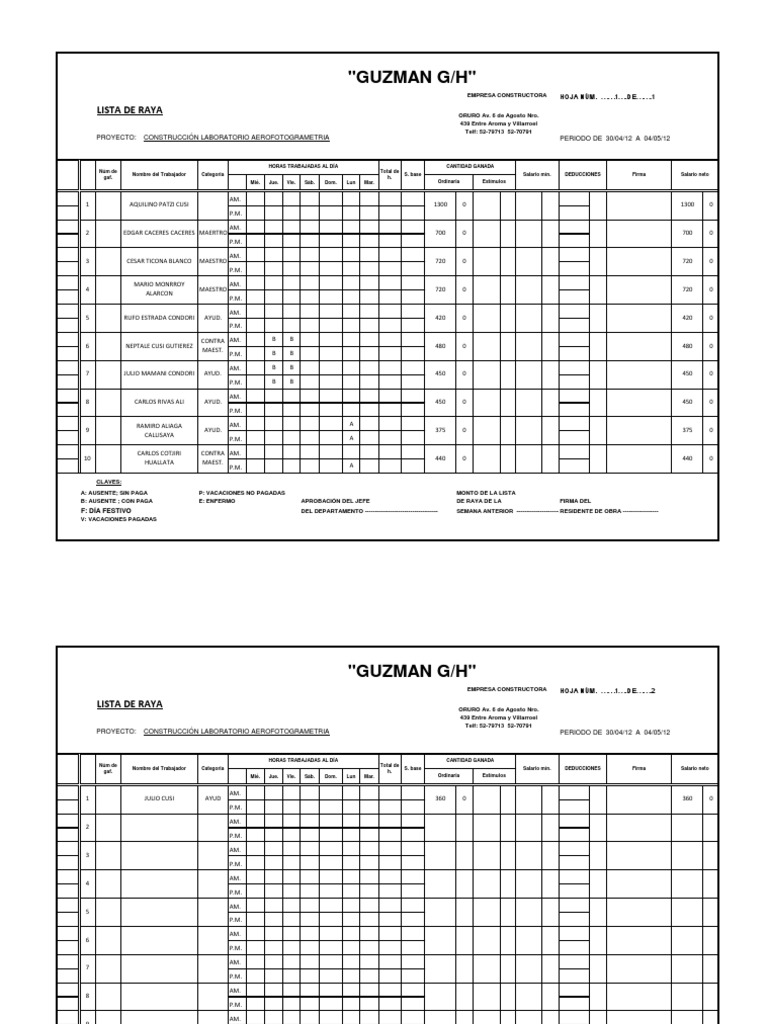 Lista de Raya | PDF