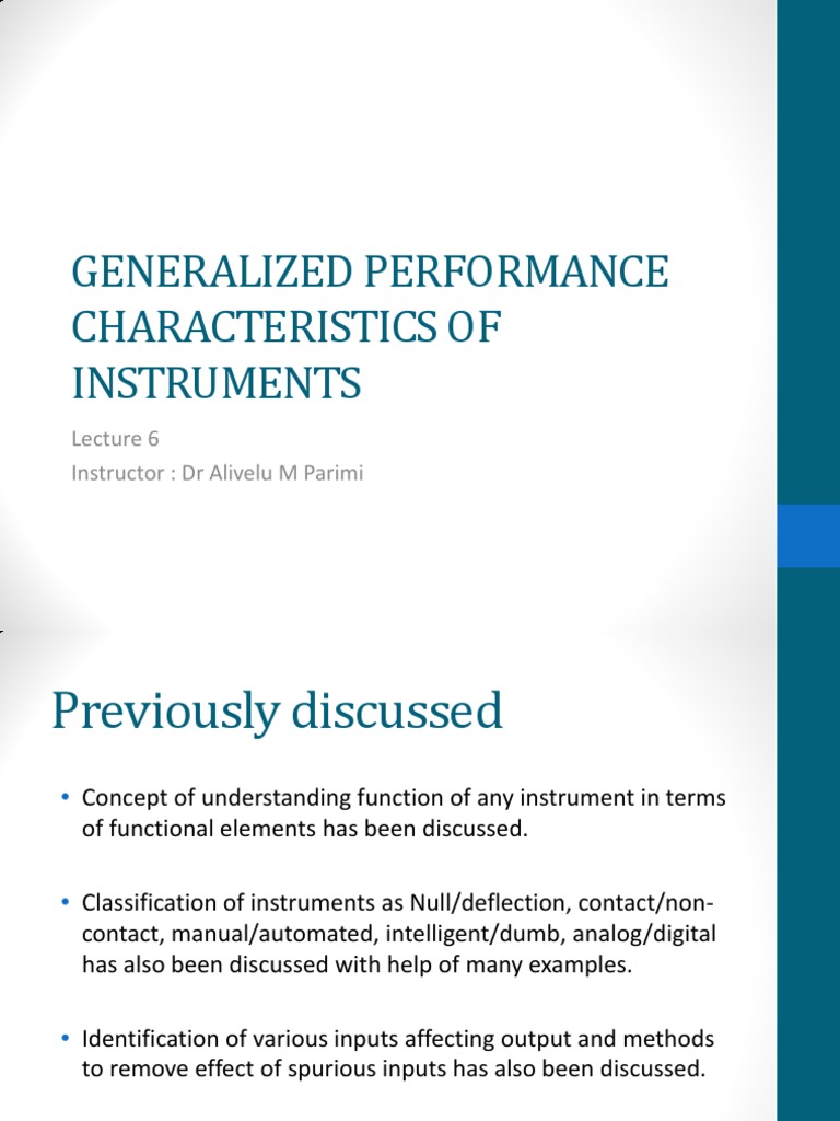 Instrument Performance Characteristics | PDF | Accuracy And Precision ...