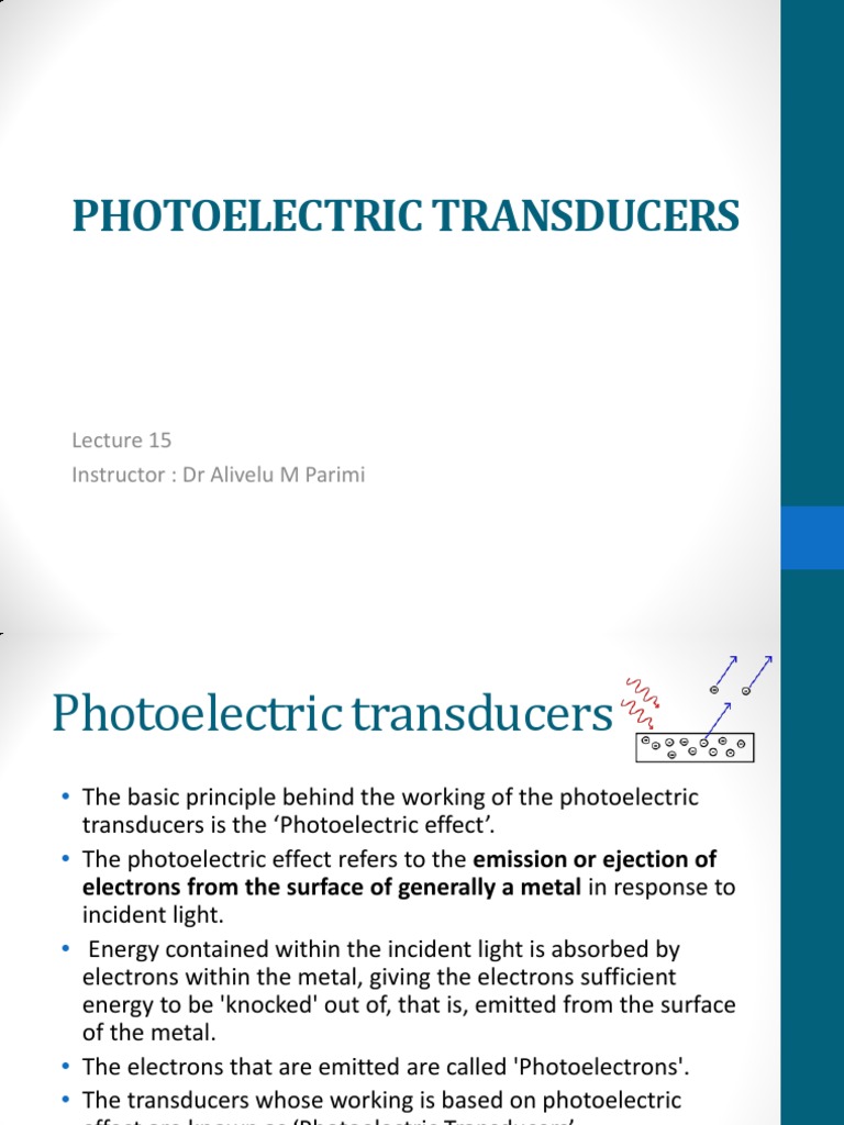 Photoelectric Transducers Guide | PDF | Photoelectric Effect ...