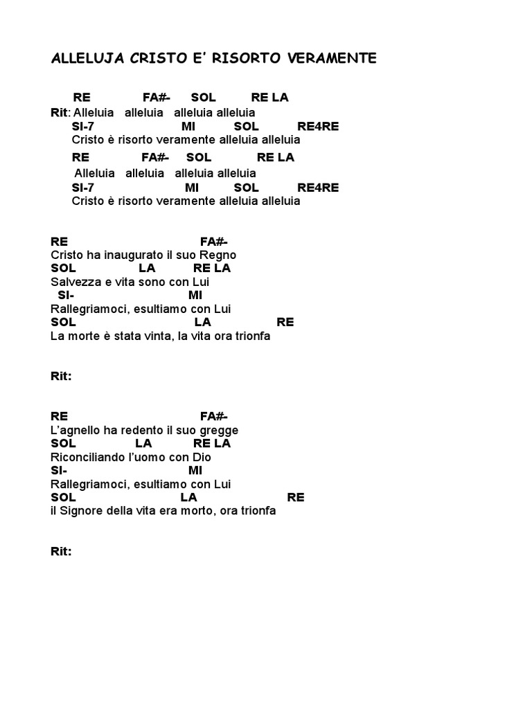 Cristo è Risorto Alleluia Spartito Pdf