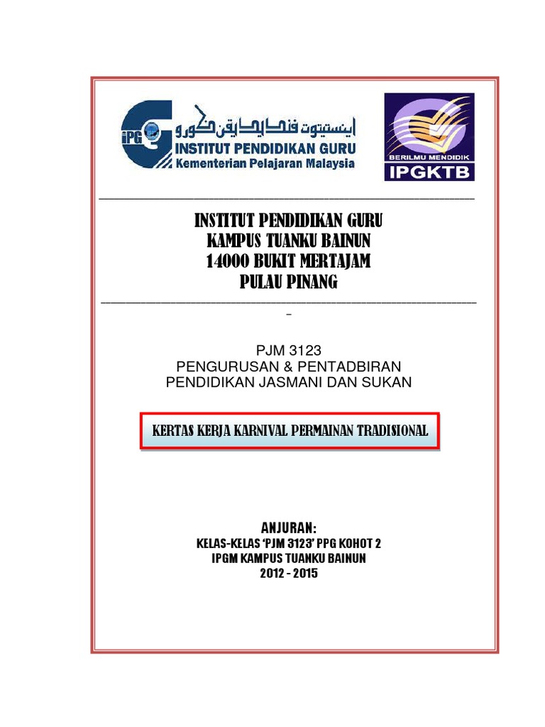 Kertas Kerja Karnival Permainan Tradisional Pdf