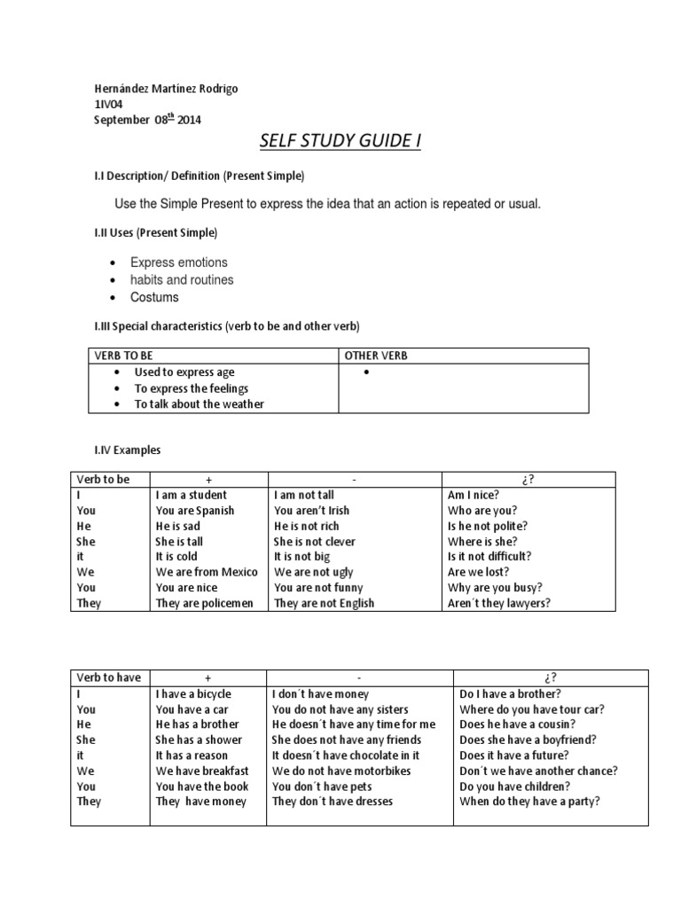 Self Study Guide I: Express Emotions Habits and Routines | PDF | Wellness