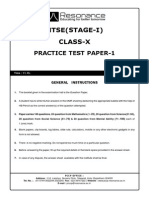 Ntse (Stage-I) : Practice Test Paper-1