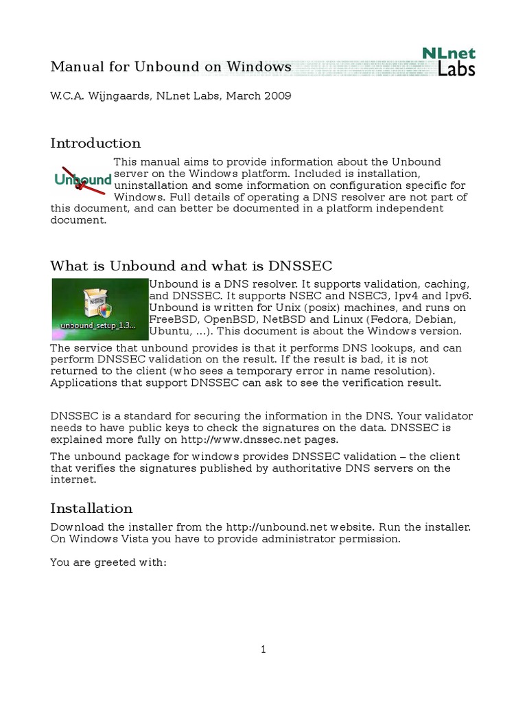 Unbound DNS Installation Guide for Windows | PDF | I Pv6 | Ibm Pc ...