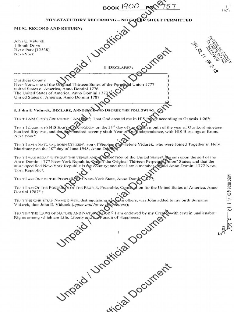 Sov Cit Declaration | PDF