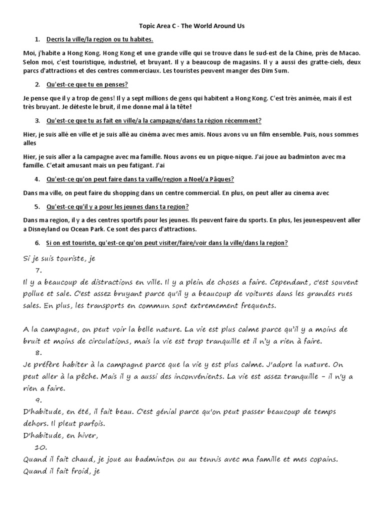 French igcse writing examples picture