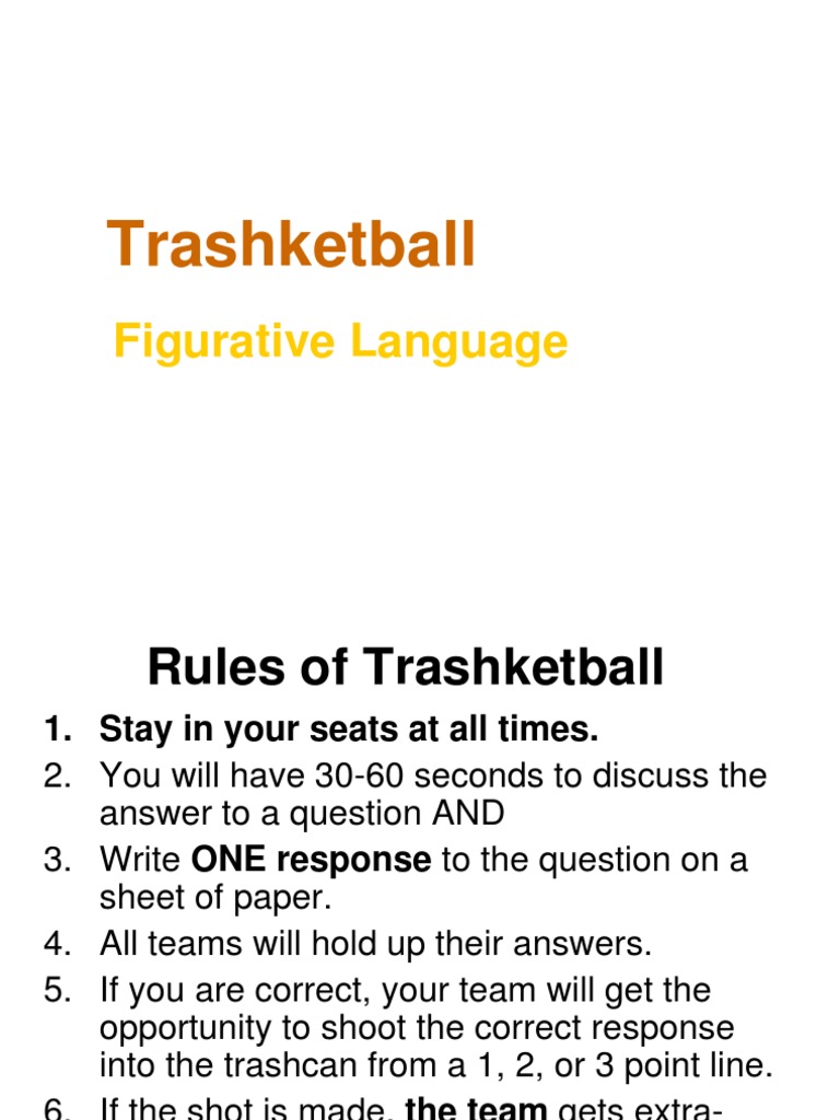 Figurative Language Trashketball | PDF | Foreign Language Studies | Poetry