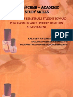 Behaviour of Bem Female Student Toward Purchasing Beauty