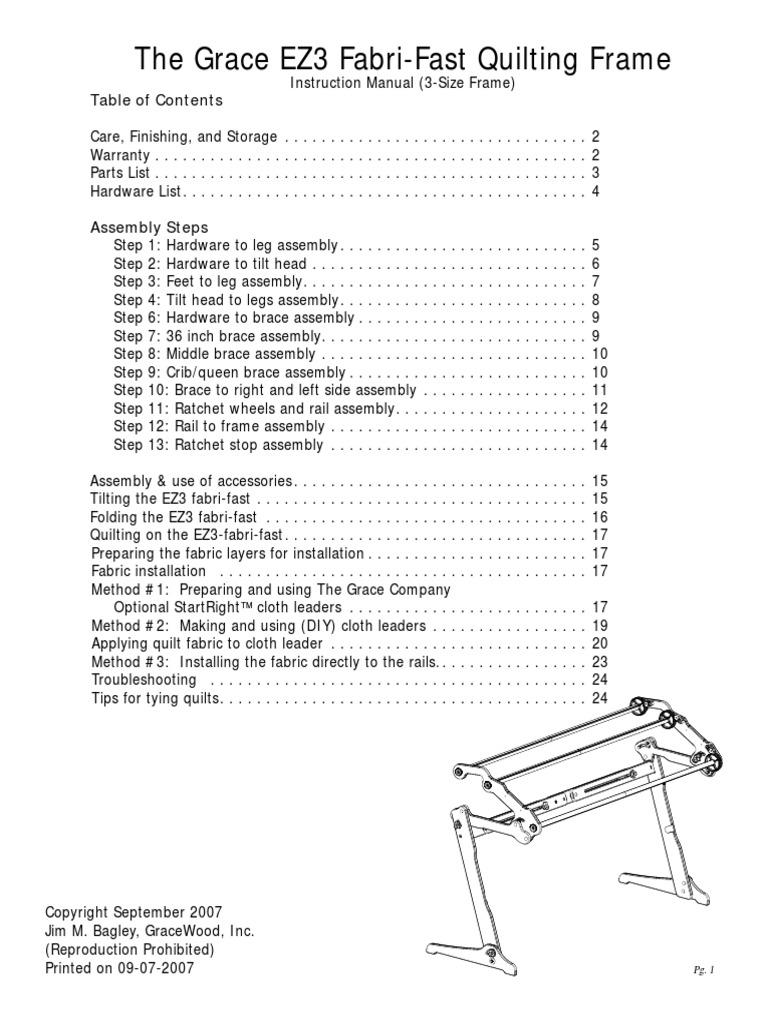 The Grace EZ3 FabriFast Quilting Frame