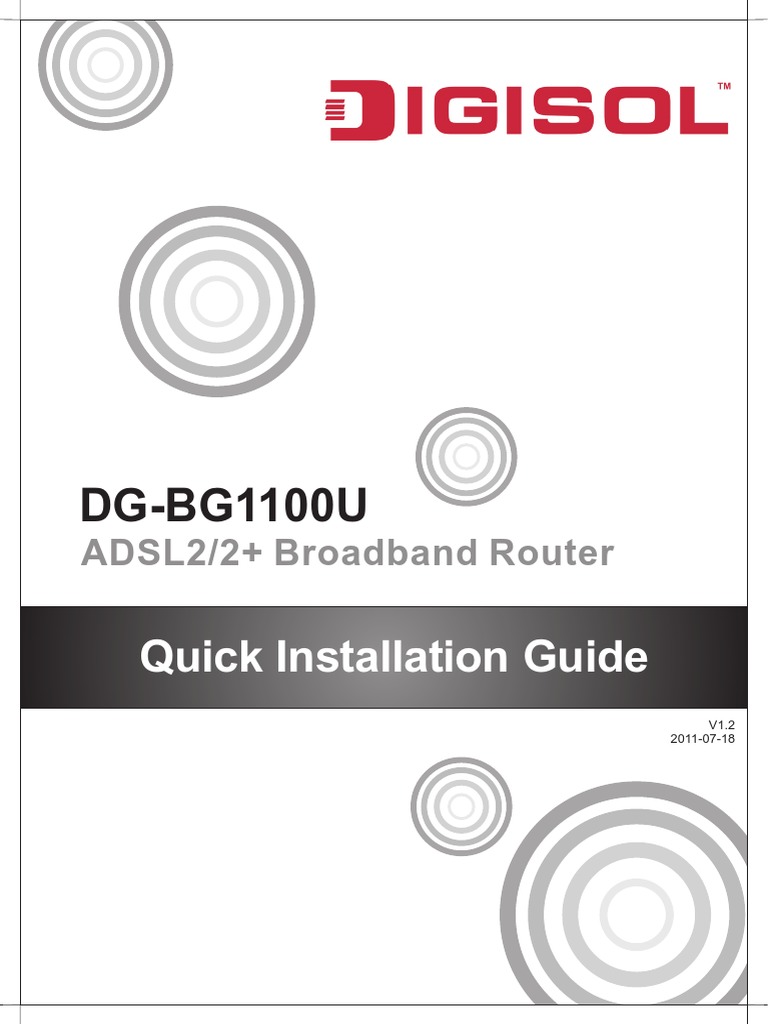DG-BG1100U: Quick in Stallation Guide | PDF | Router (Computing) | Usb