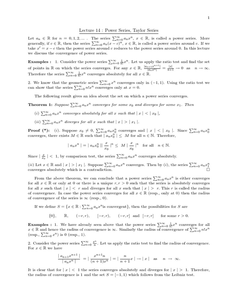Power and Taylor Series Overview | PDF | Series (Mathematics) | Power ...