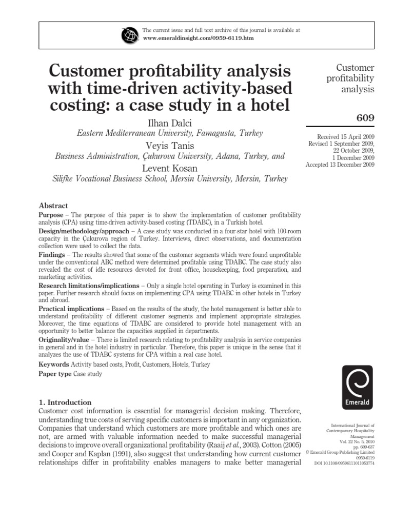 Customer Profitability Analysis With Time-Driven Activity-Based Costing ...