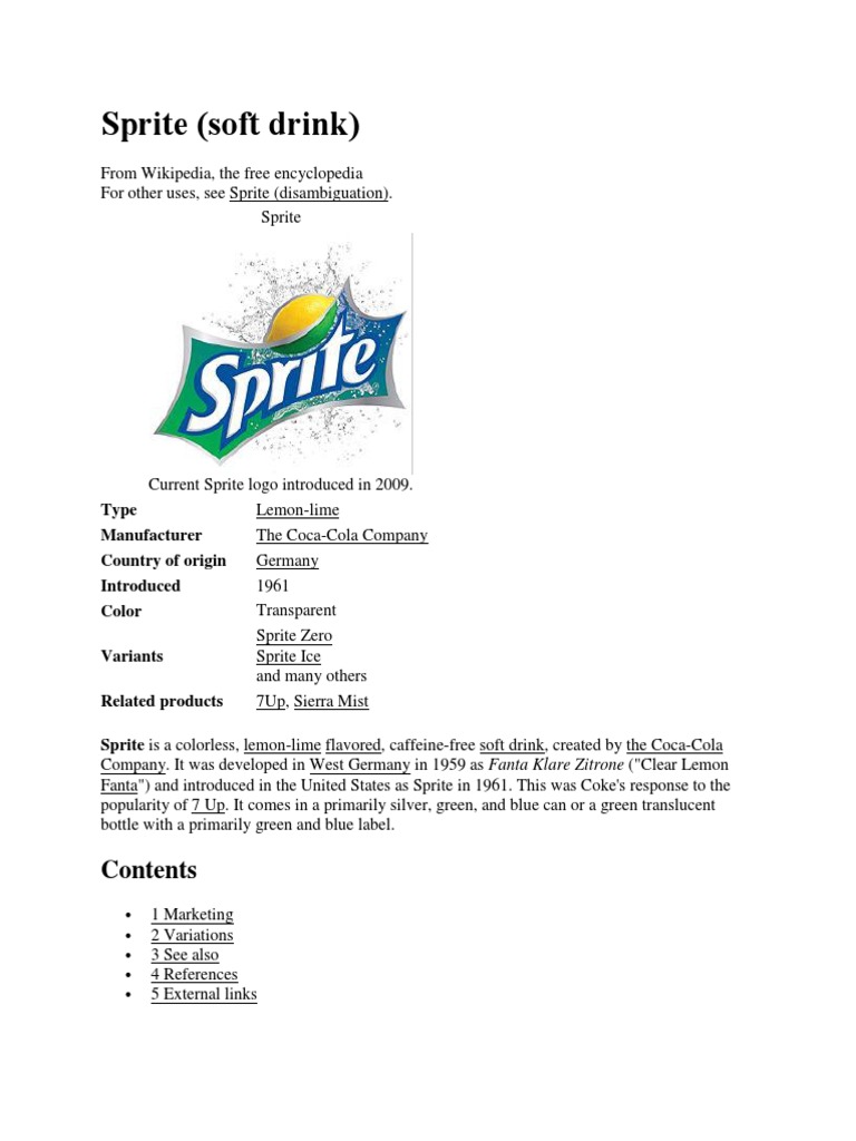 Sprite Soft Drink Cola Free 30day Trial Scribd