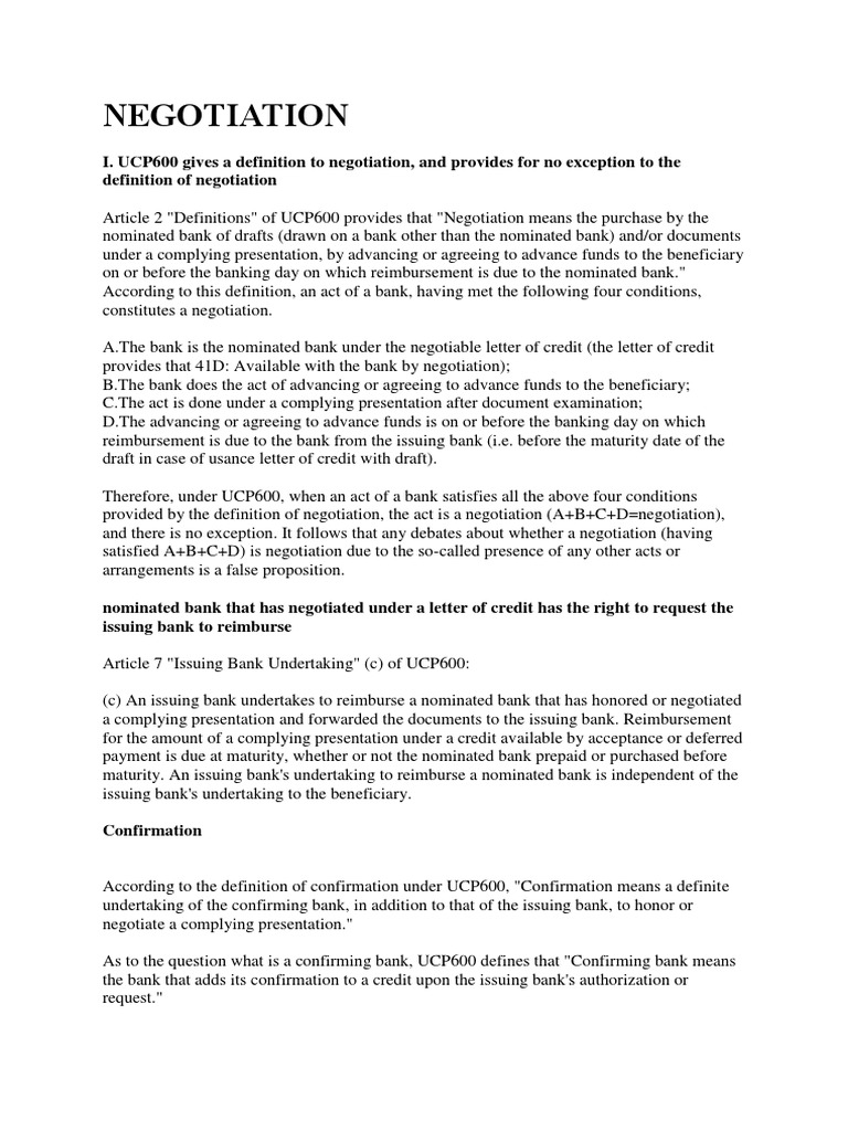 Negotiation Letter Of Credit Virtue