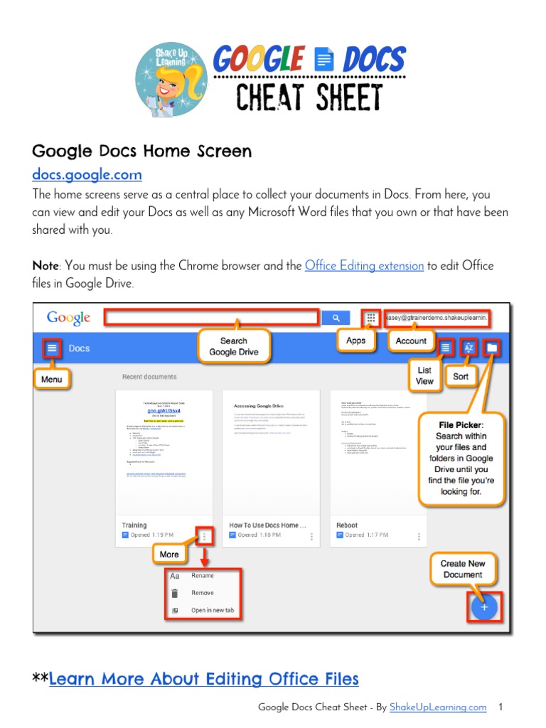 Google Docs Cheat Sheet