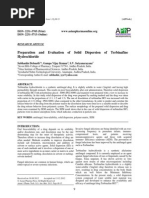 Preparation and Evaluation of Solid Dispersion of Terbinafine Hydrochloride