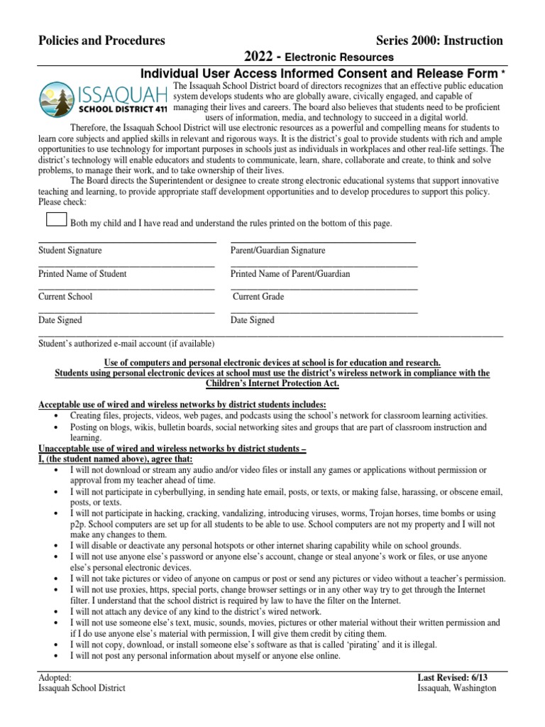 2013-2014 Student AUP Form | PDF | Internet | Digital Technology