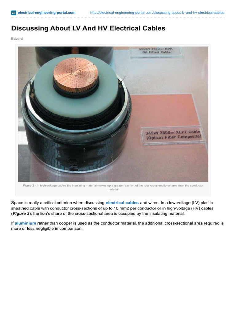 Discussing About LV and HV Electrical Cables EEP | PDF | Electrical ...