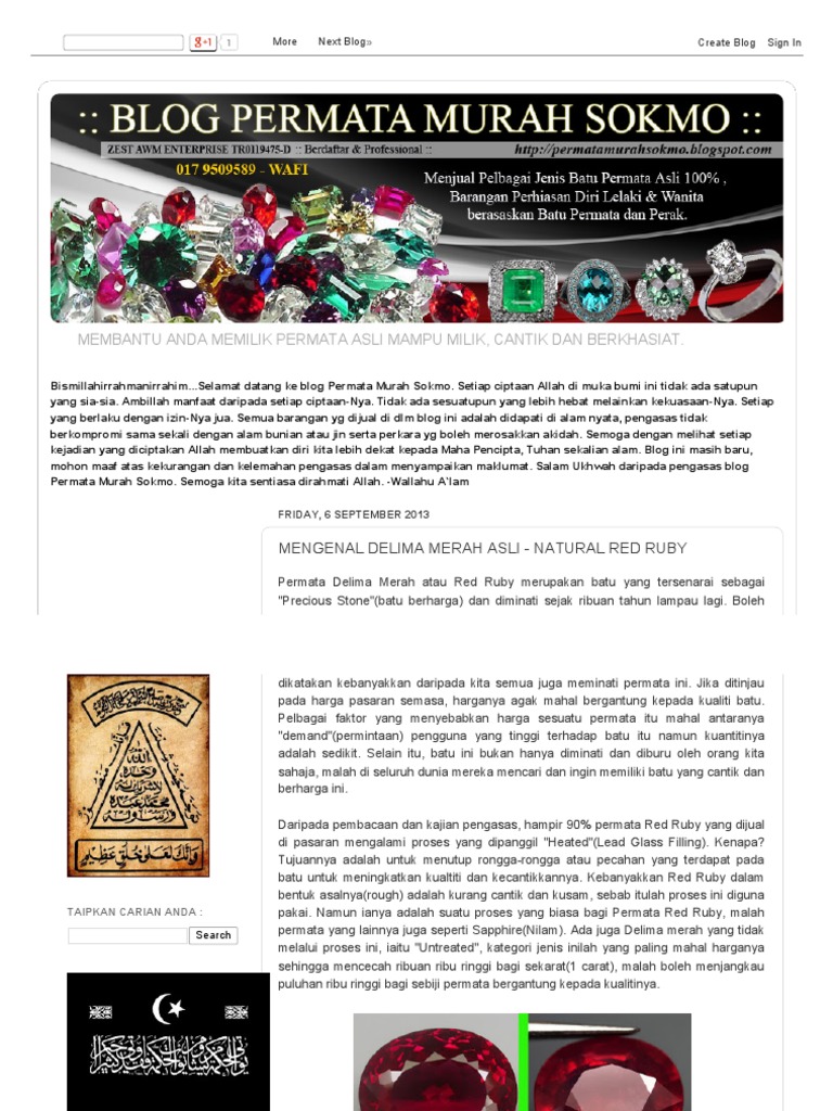 Permata Murah Sokmo Mengenal Delima Merah Asli Natural Red Ruby Pdf