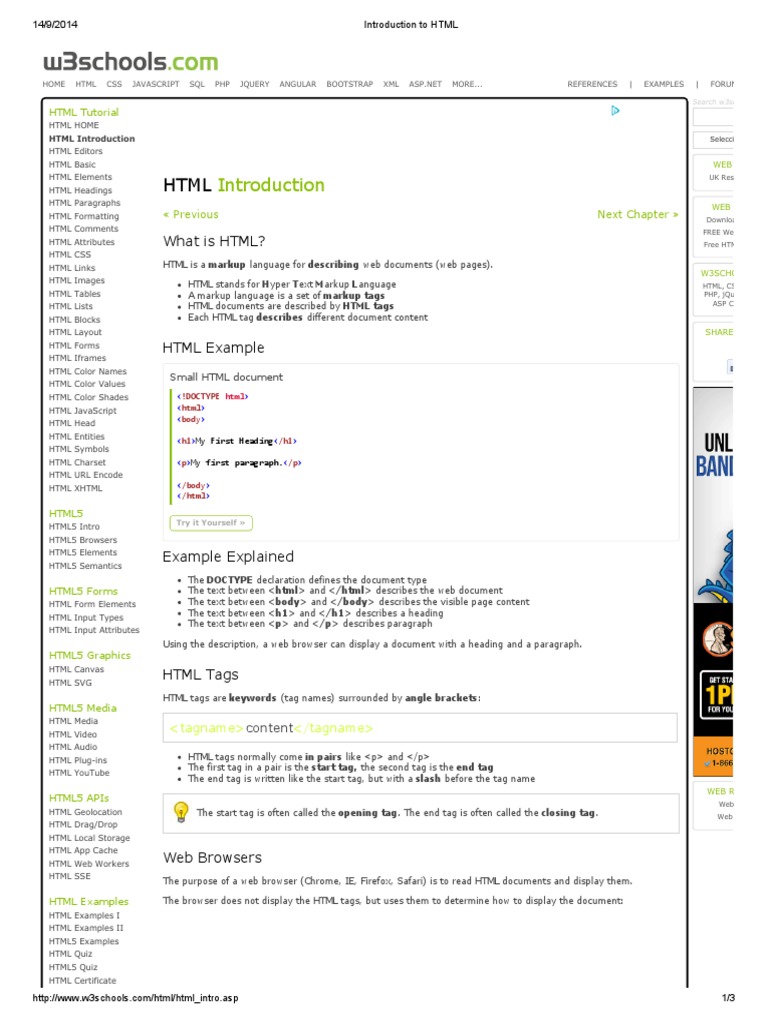 HTML Basics | PDF | Html | Html Element