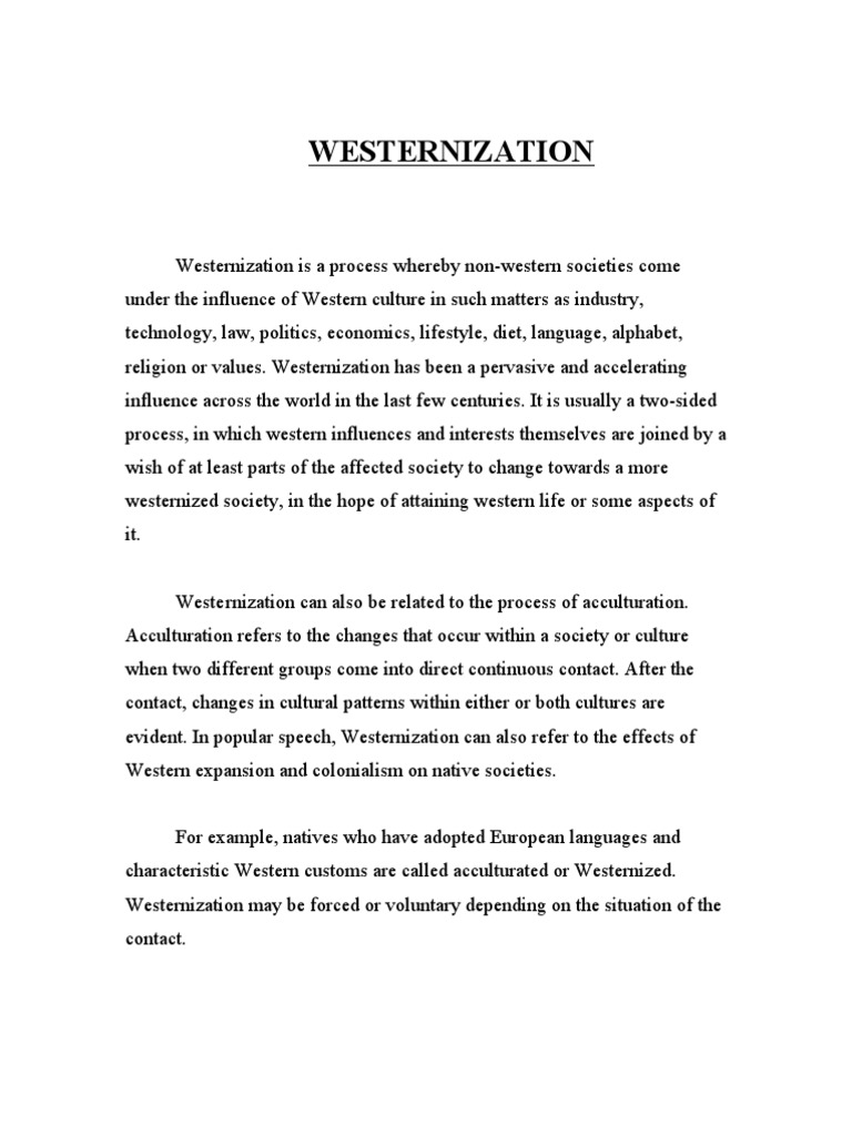 Westernization | PDF | Western World | Cultural Geography