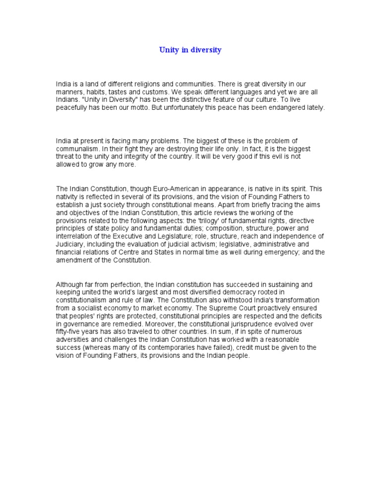 Unity in Diversity | PDF