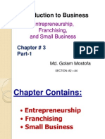 Chapter - 3 - Entrepreneurship, Franchising and Small Business Part-1