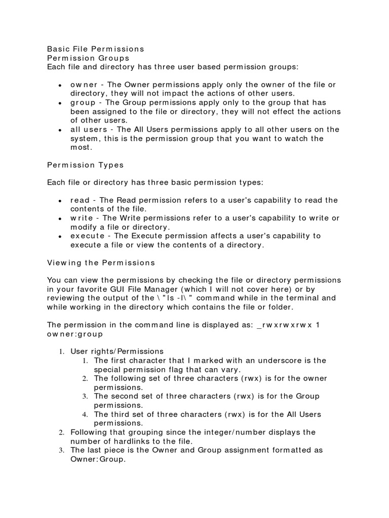 Basic File Permissions Computer File Directory Computing