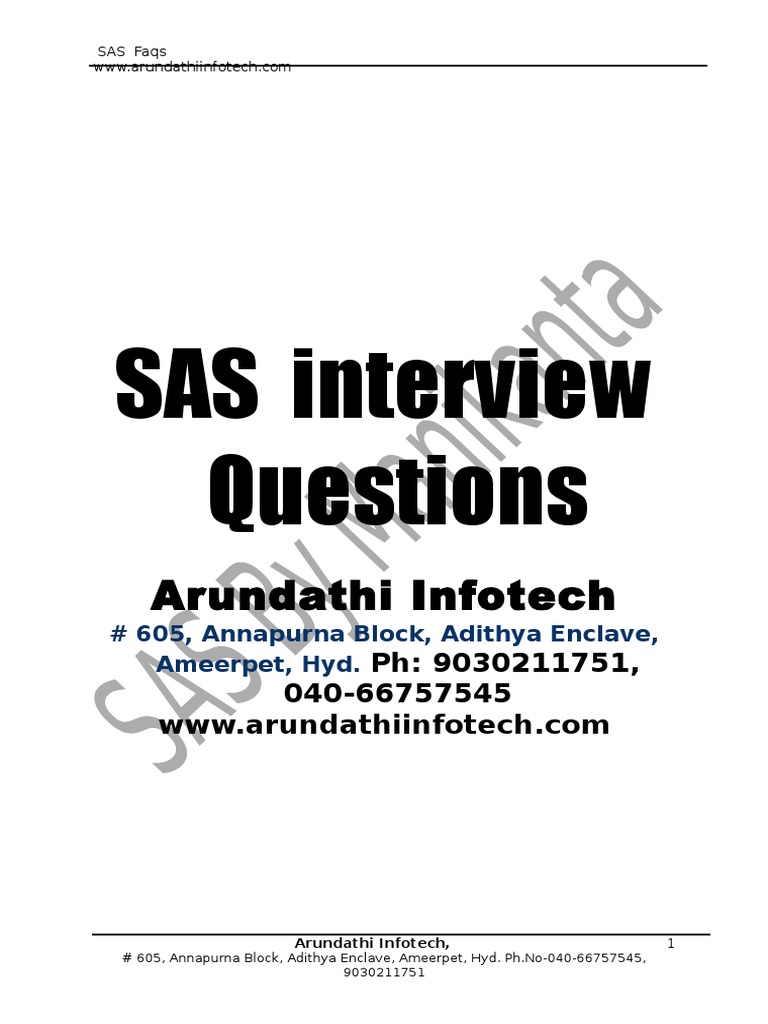 SAS Interview Questions & Answers Guide | PDF
