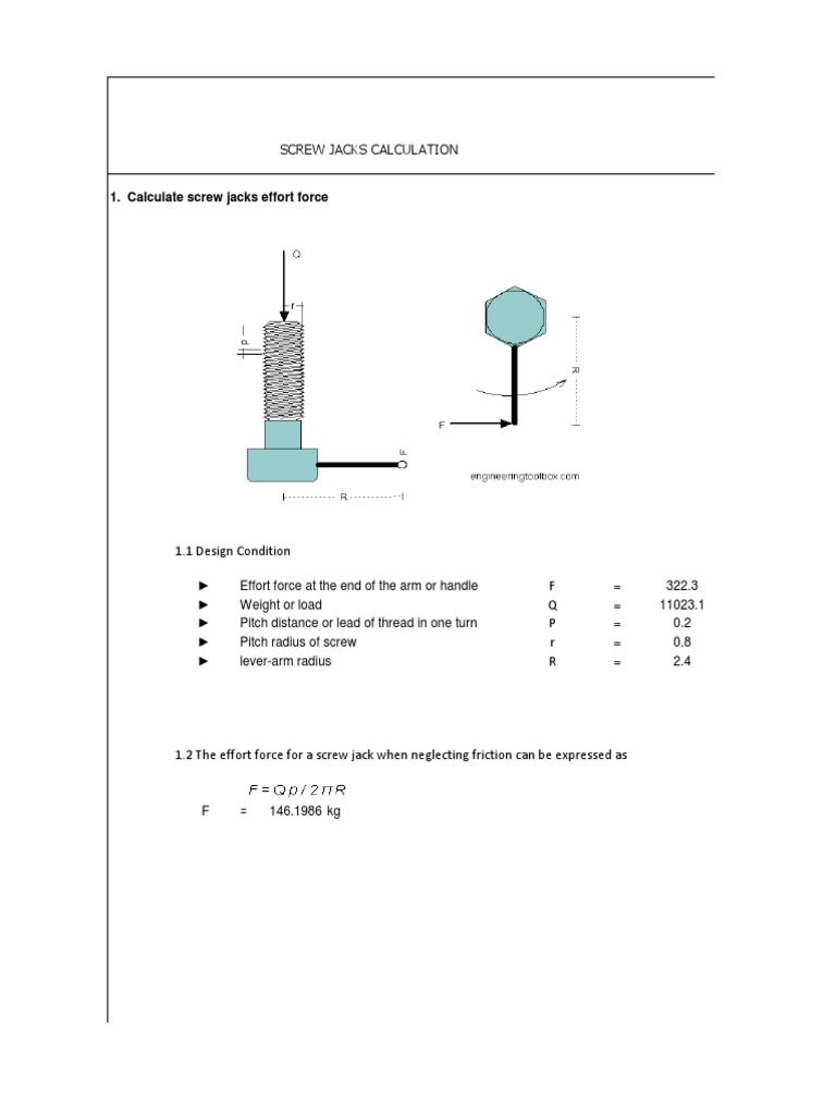 Screw Jacks Calculation Screw Strength Of Materials